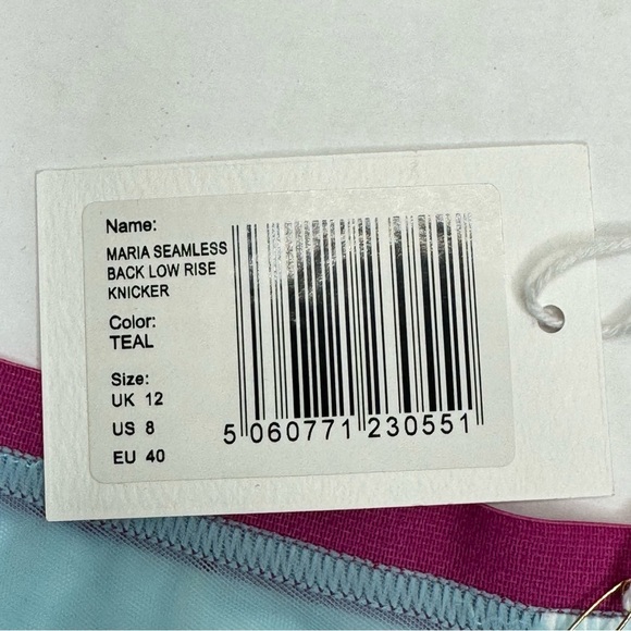 NWT DORA LARSEN Maria Seamless Back Low Rise Knicker Panties Teal Blue Size 8 - Picture 5 of 14